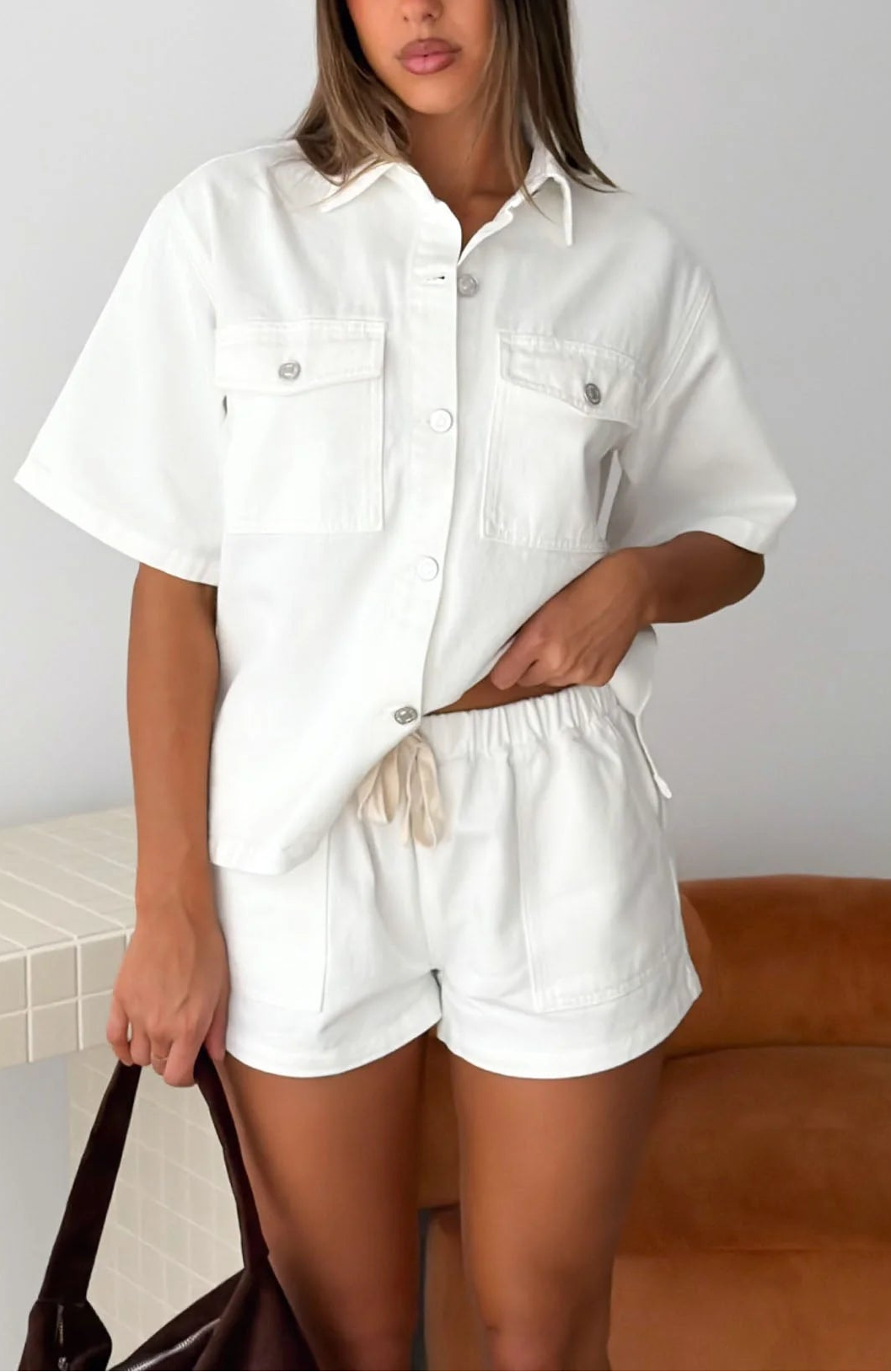 Eyvette Boutique Denim Daydream Shorts in White