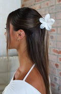 Eyvette Boutique Floral Charm Hair Clip in White Marble