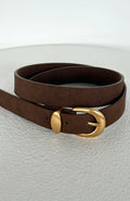 Eyvette Boutique Milo Belt in Chocolate Faux Suede with Gold Buckle