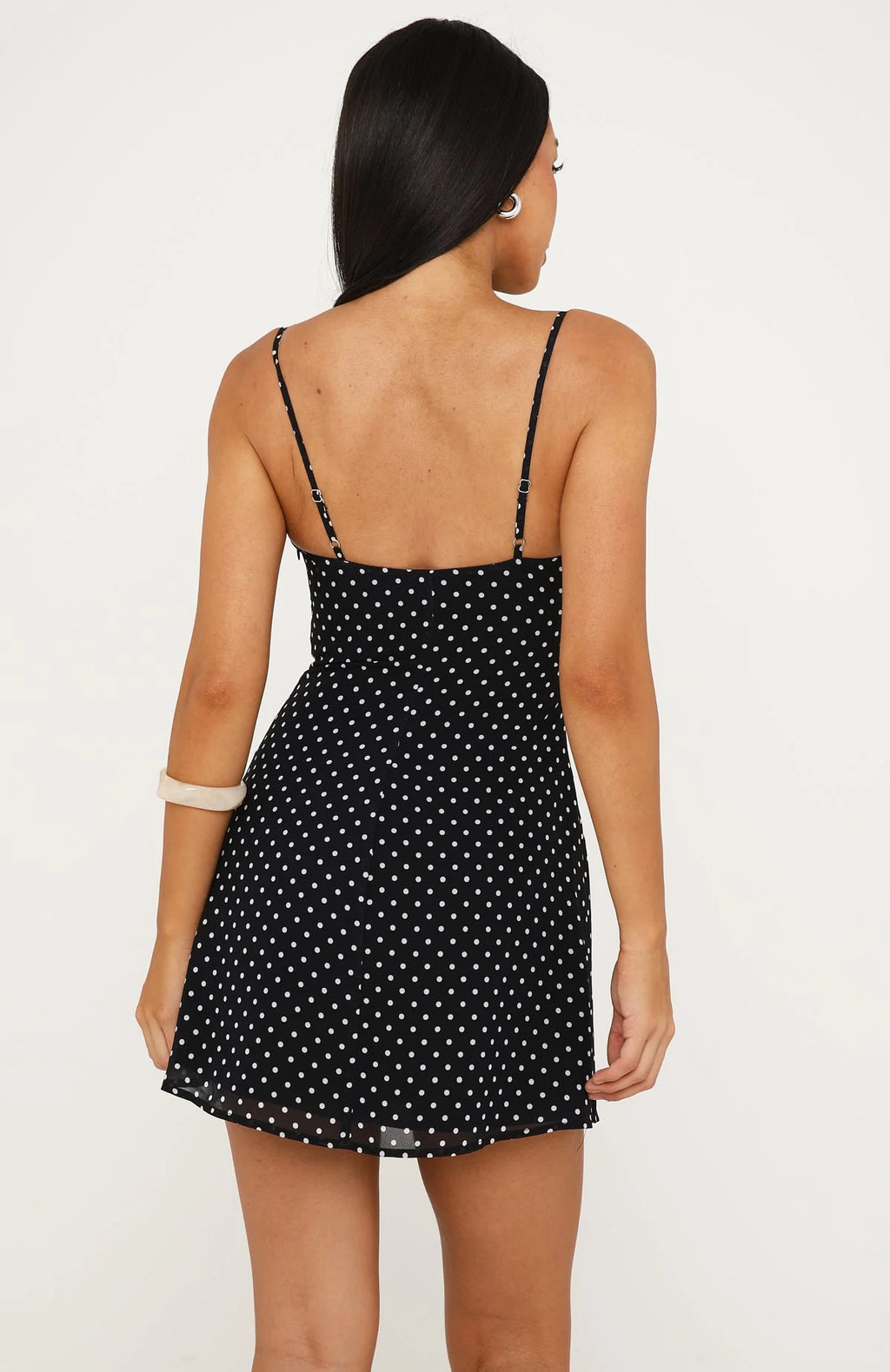 Eyvette Boutique Polka Dot Mini Dress - Sheer Chiffon, Adjustable Straps