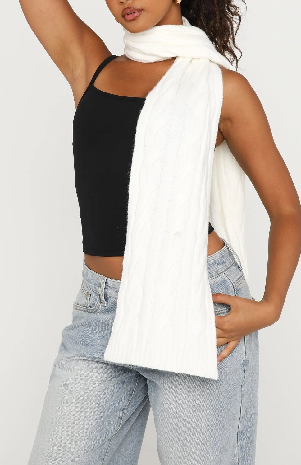 Eyvette Boutique Talia Scarf Cream - Soft Knit Winter Scarf